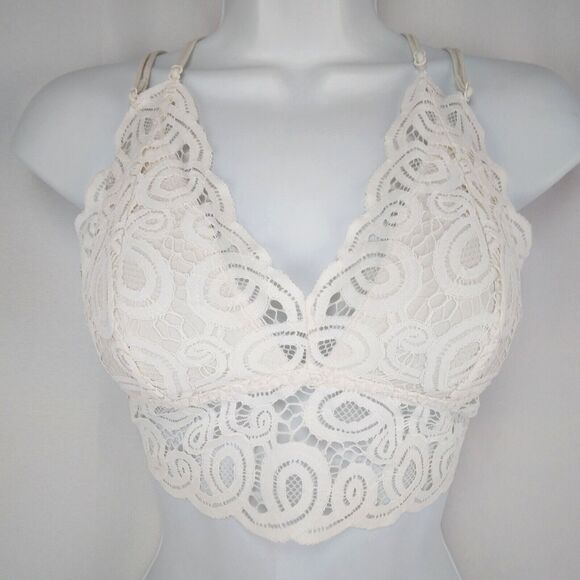 Victoria's Secret Other - Victoria's Secret Lace Bralette Ruched Strappy White Cream Women’s Size Large